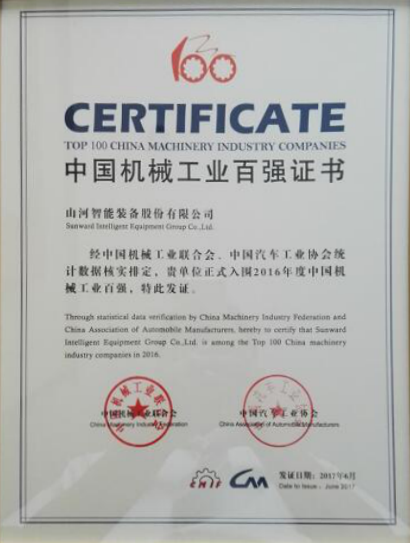 喜讯：xingkong星空平台（中国）集团智能再次荣登2016年度中国机械百强企业