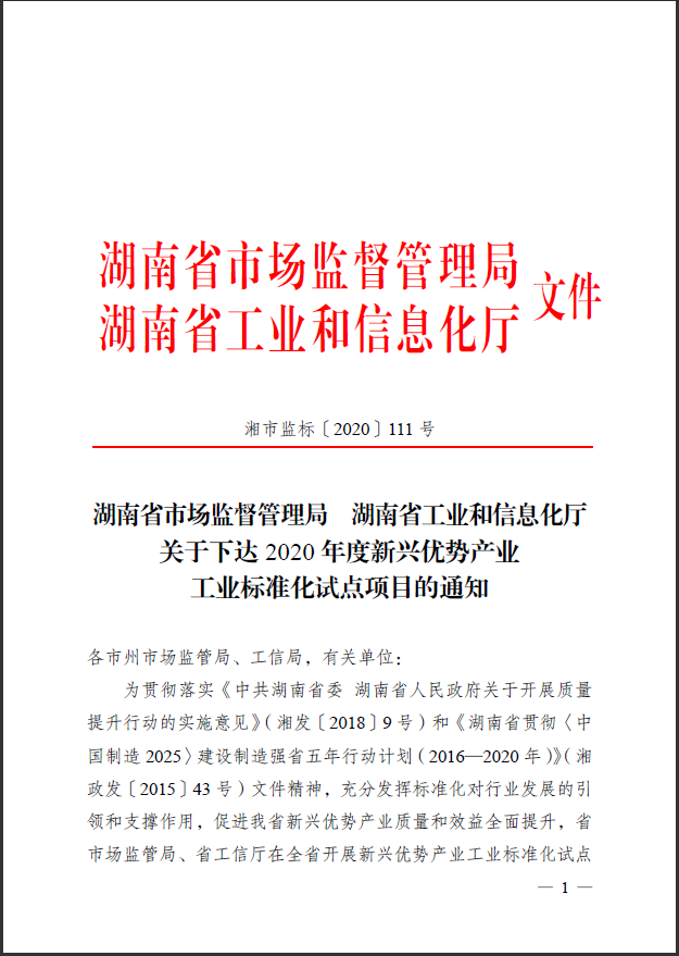 xingkong星空平台（中国）集团智能获省级标准化试点项目立项